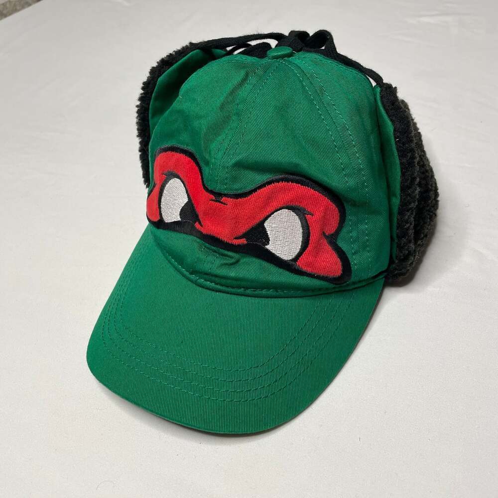 Nickelodeon TMNT Raphael Winter Hat Green Ear Flap Beanie Tie 2011